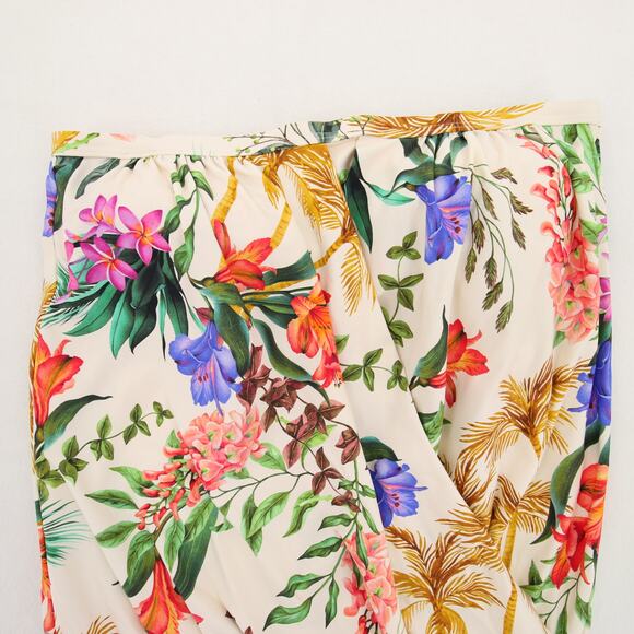 Alex Marie Tankini Top Cream Tropical Floral Blouson Multicolor Strapless Wrap S - Picture 3 of 13